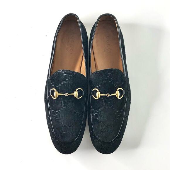 Gucci Jordaan Horsebit GG Black Velvet Loafers Men’s 9.5 - Picture 2 of 12